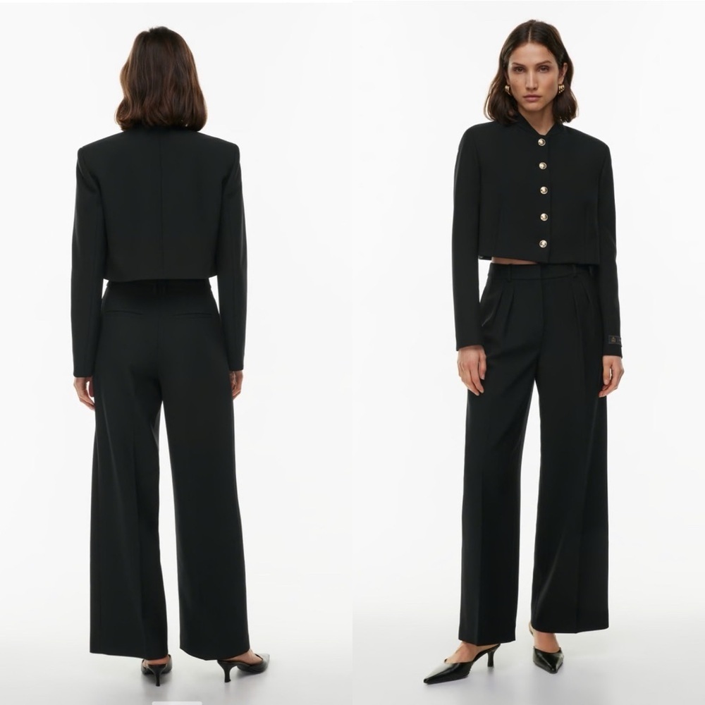 Babaton Black Cropped Military-Style Blazer